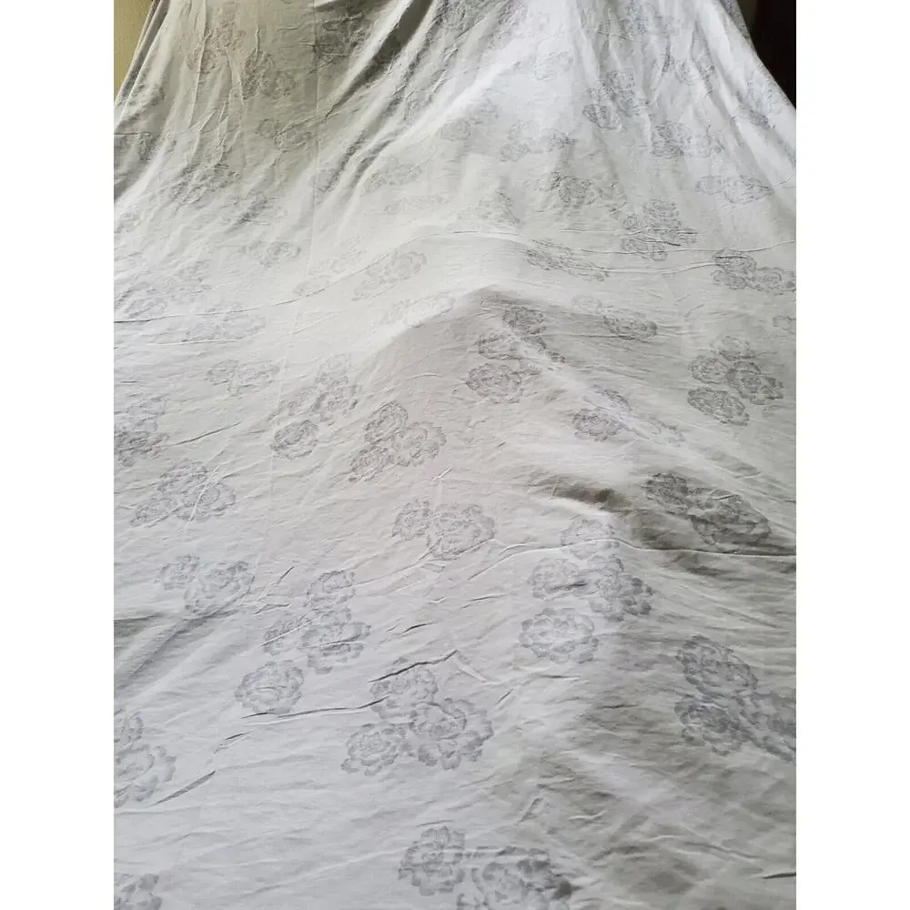 Vera Wang Designer QUEEN FLAT & FITTED Sheets Set 100% Cotton Blue Gray‎ Floral
